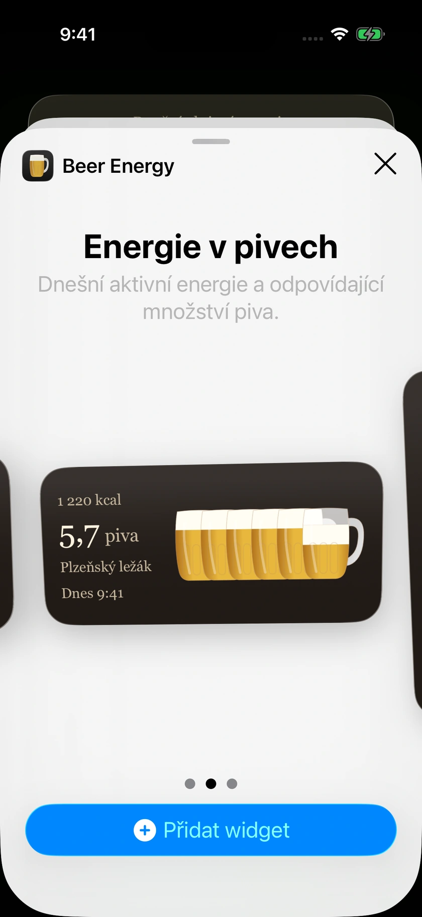 Střední widget Beer Energy na ploše