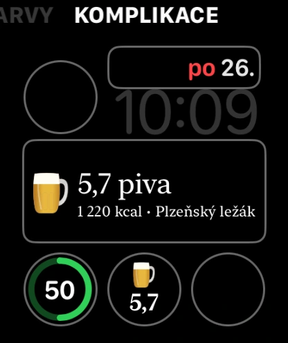 Výběr komplikace Beer Energy na Apple Watch