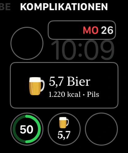 Auswahl der Beer Energy Komplikation auf der Apple Watch