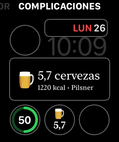 Selección de una complicación de Beer Energy en Apple Watch