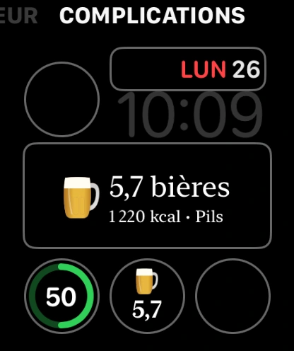 Sélection d’une complication Beer Energy sur Apple Watch