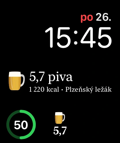 Náhled obdélníkové a kruhové komplikace Beer Energy s kruhovou komplikací uprostřed