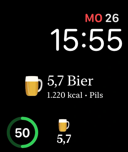 Beer Energy auf dem Modular-Zifferblatt mit runder Komplikation unten in der Mitte